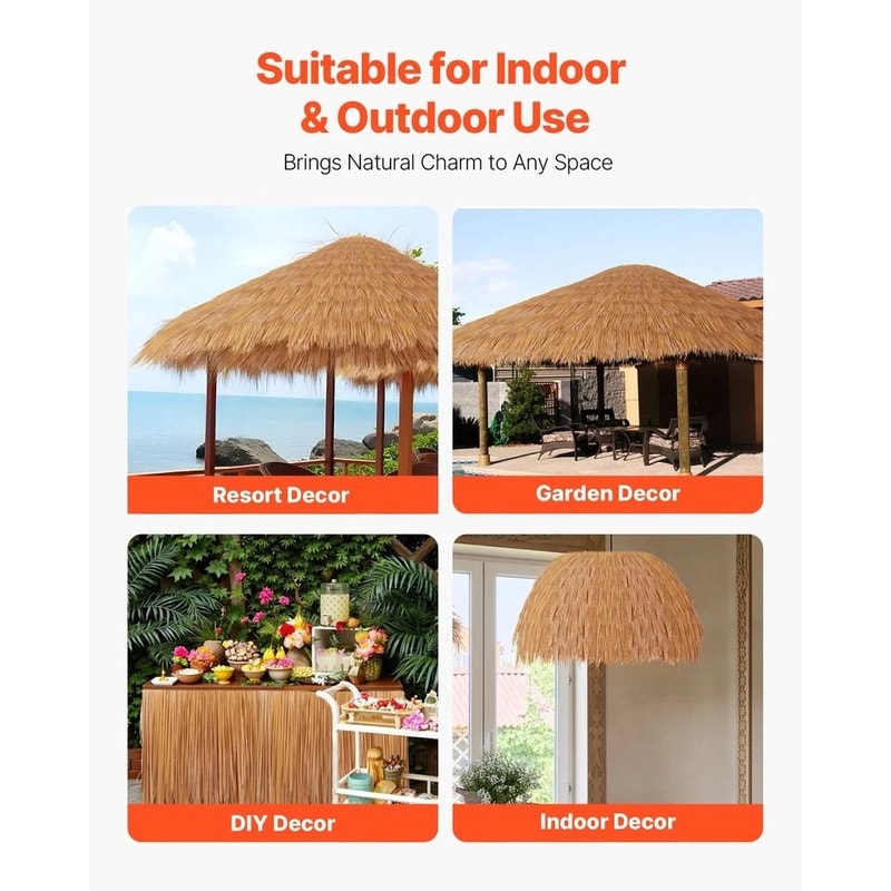 Artificial Thatch Roof Mexican Style Tiki Hut Grass Skirt Roof For Outdoor Decor 5