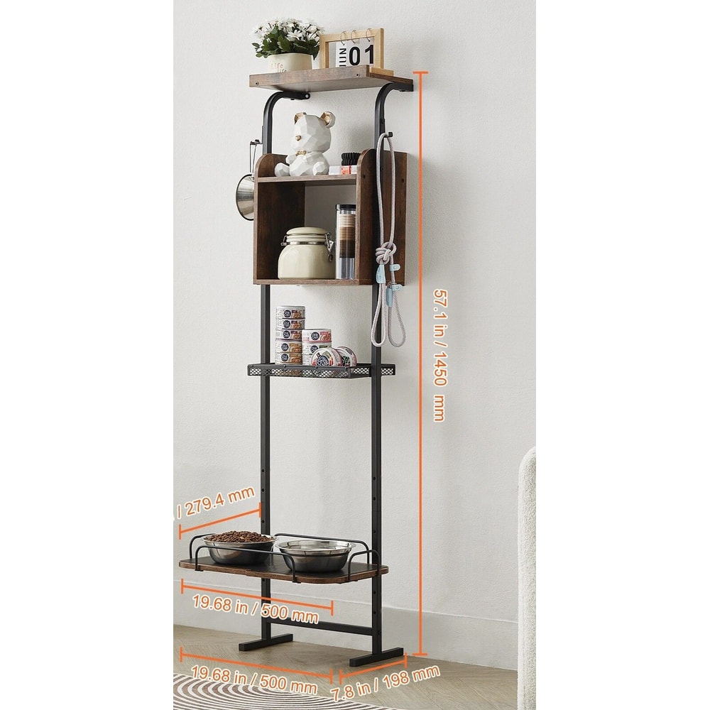 Pet Feeding Station With Storage Raised Dog Bowls Organizer For Food Toys 9