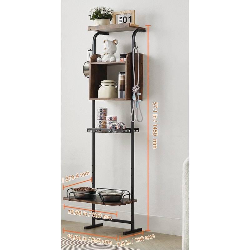 Pet Feeding Station With Storage Raised Dog Bowls Organizer For Food Toys 9