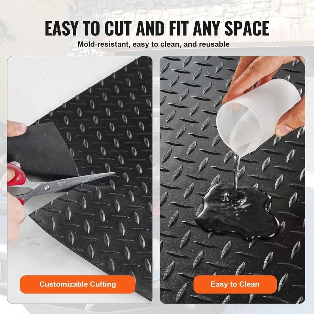 Garage Floor Mat NonSlip Diamond Plate PVC Vinyl Roll Thick Protection 4