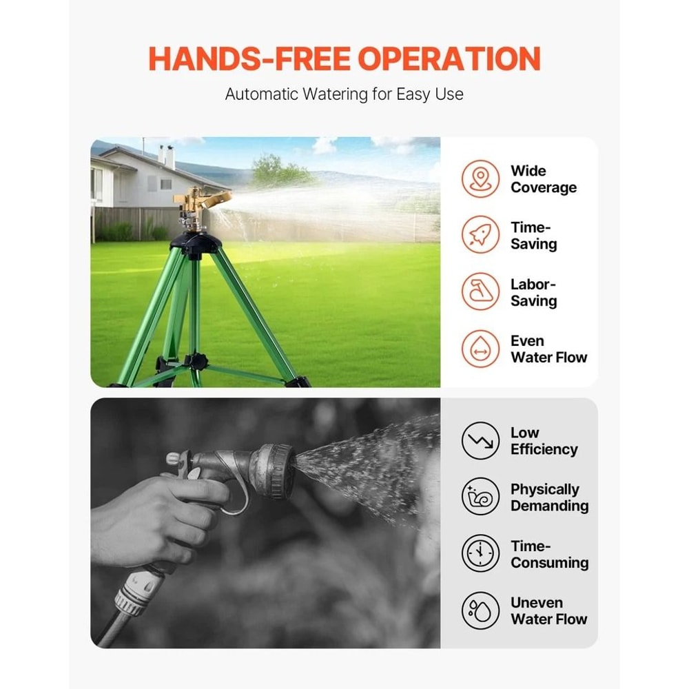 Spray Tripod Sprinkler Heavy Duty Lawn Garden Irrigation System Adjustable Height Durable 4