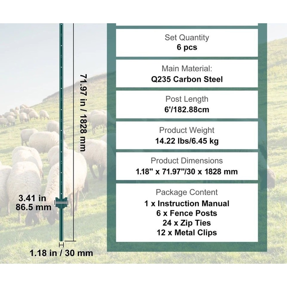 Heavy Duty Green Metal TPost Fence Posts 5