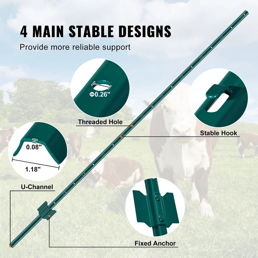 Heavy Duty Green Metal TPost Fence Posts 6