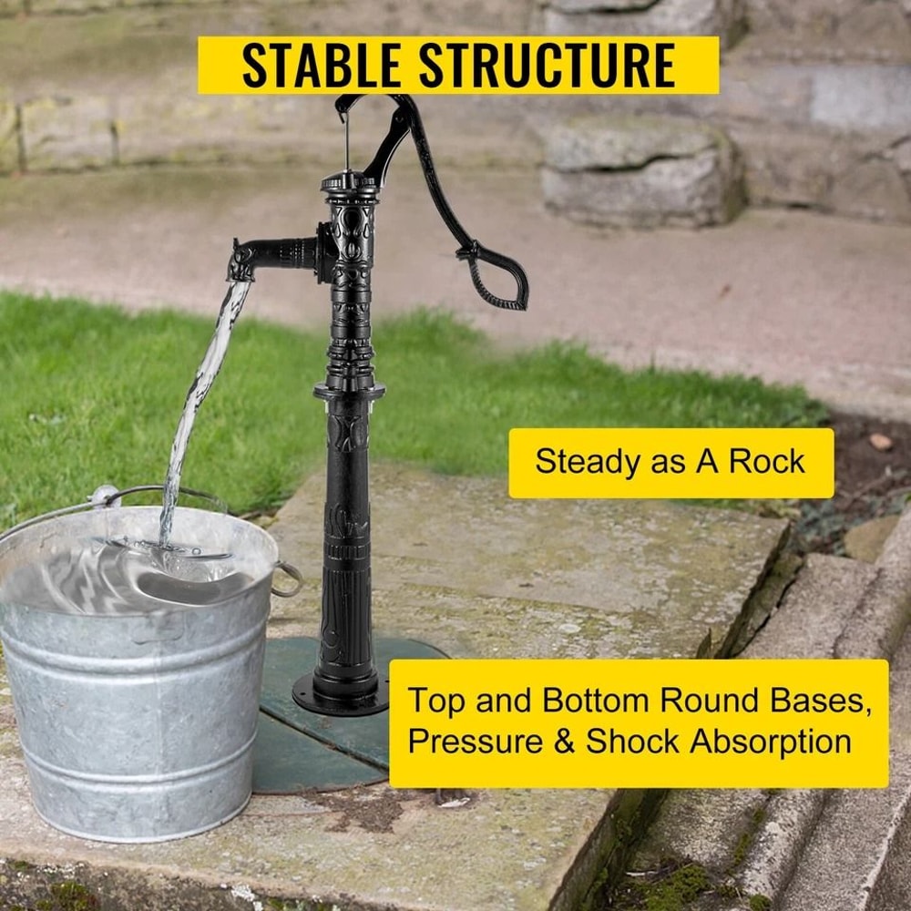 Cast Iron Garden Hand Water Pump Stand Black Well Fountain Booster 4