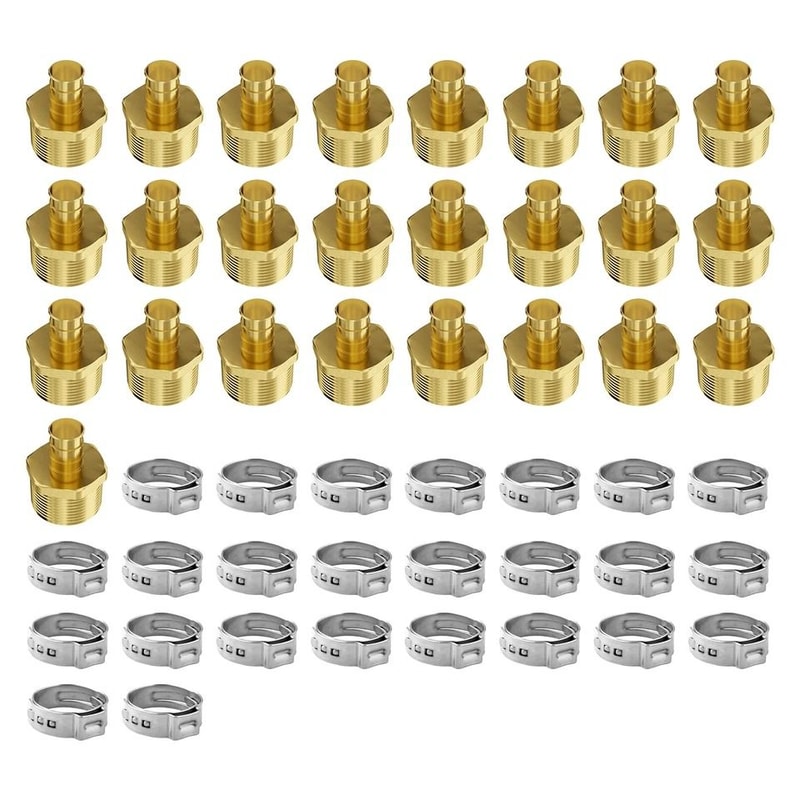 Brass Pipe Fittings Male NPT Threaded Adapter Crimp Fitting Durable Reliable For PEX Tubing 0