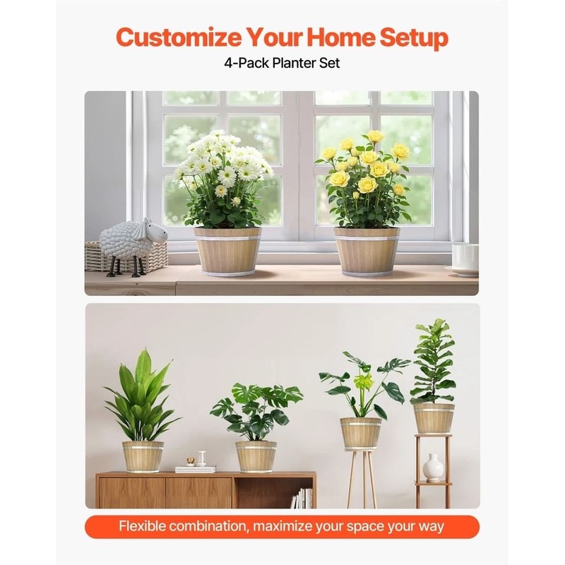 Resin Barrel Planter For Garden Flowers And Plants Large Garden Pot 4