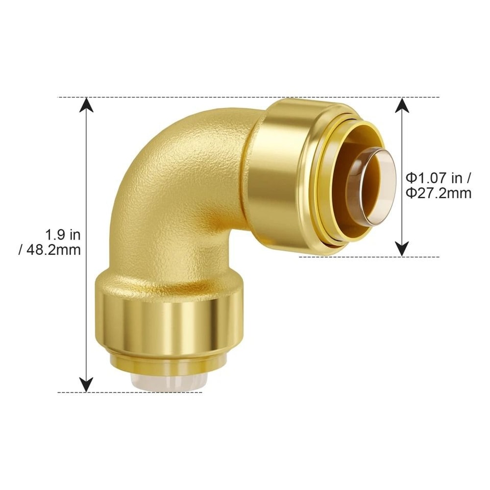PushFit Brass Elbow Pipe Fittings For Air Systems And PEX Copper CPVC Pipes 5