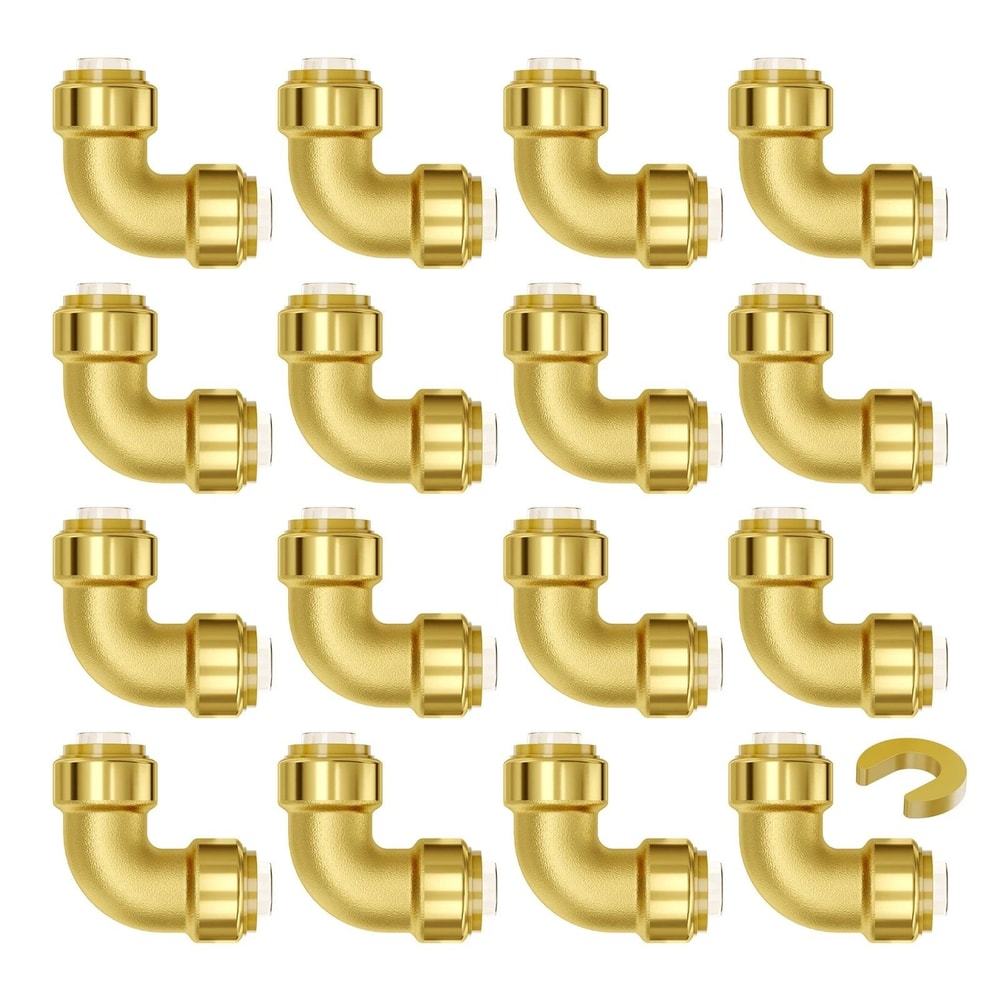 PushFit Brass Elbow Pipe Fittings For Air Systems And PEX Copper CPVC Pipes 0