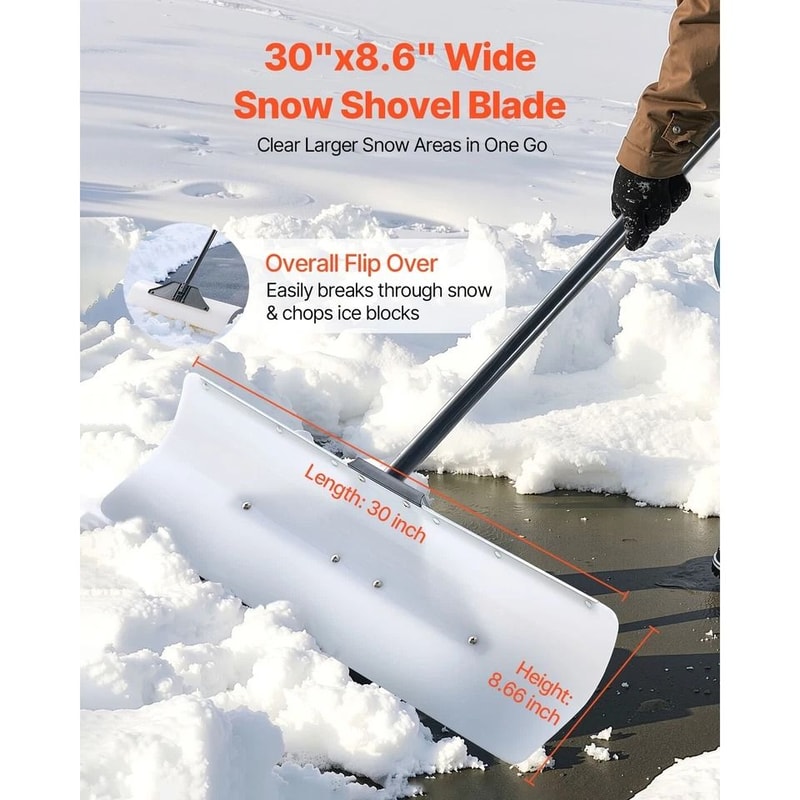 HeavyDuty Snow Shovel With HDPE Plastic Blade Removable Steel Rod Ergonomic Threaded Grip 1