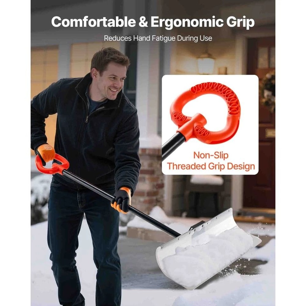 HeavyDuty Snow Shovel With HDPE Plastic Blade Removable Steel Rod Ergonomic Threaded Grip 2