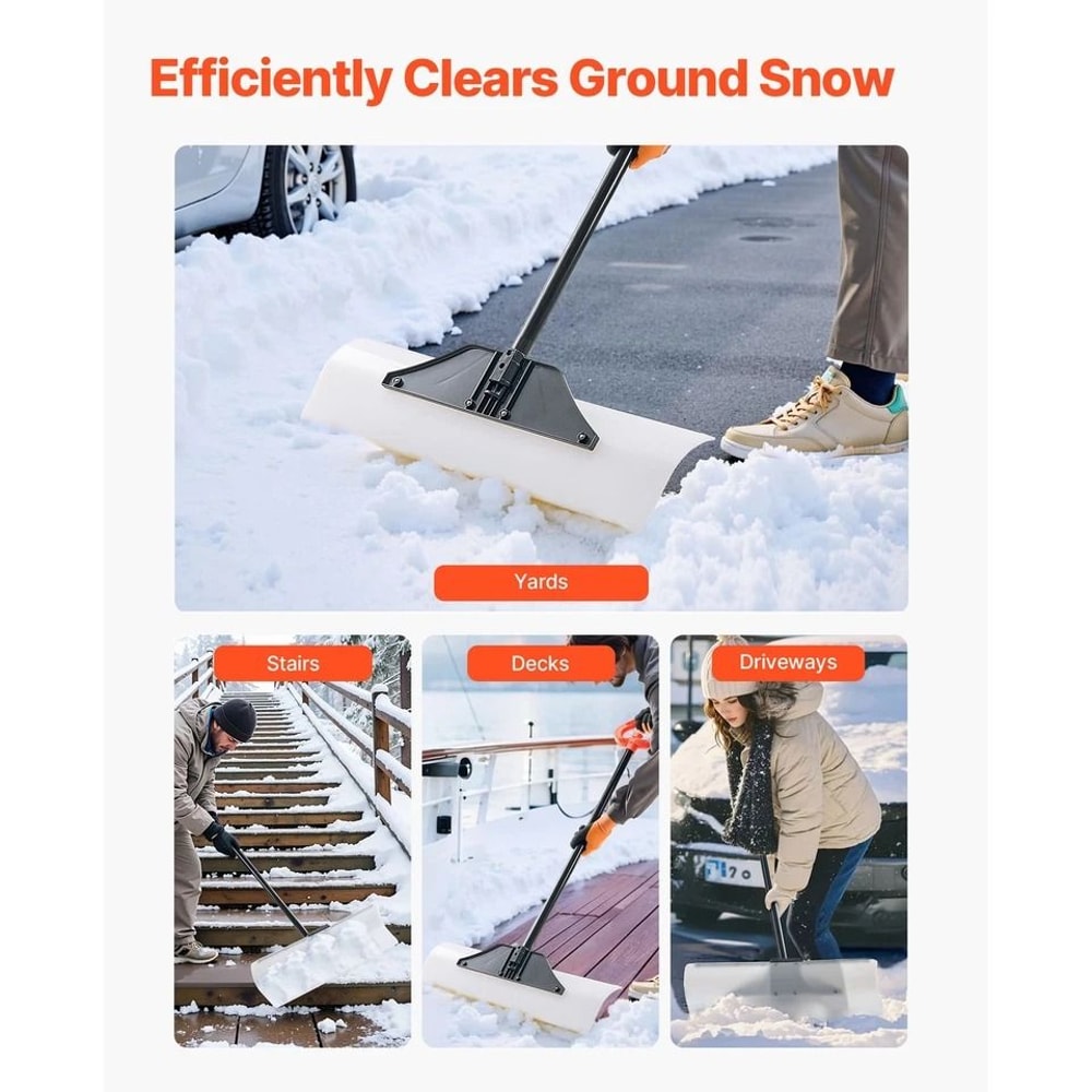 HeavyDuty Snow Shovel With HDPE Plastic Blade Removable Steel Rod Ergonomic Threaded Grip 3