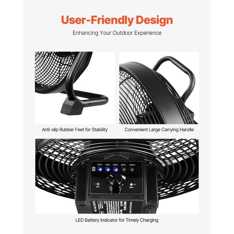 Portable Camping Fan With Battery Rotation Speed Cooling Air Fan 3