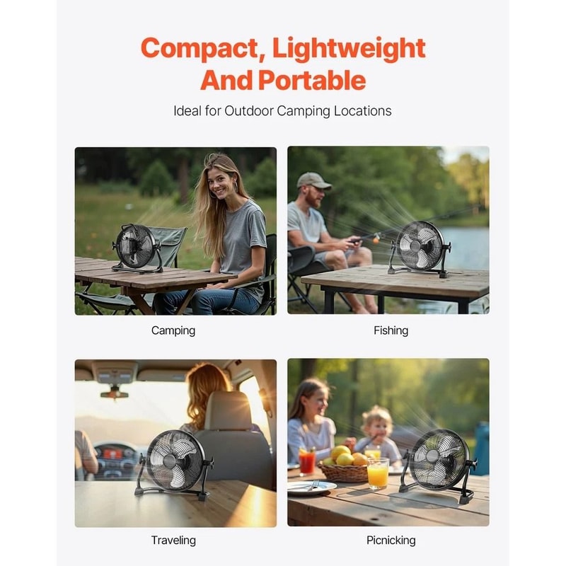 Portable Camping Fan With Battery Rotation Speed Cooling Air Fan 4