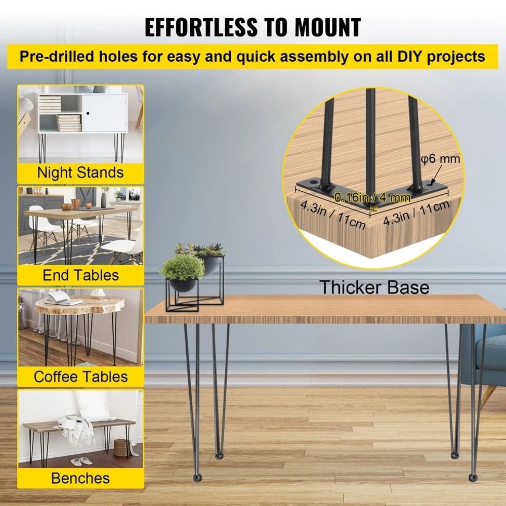 Heavy Duty Hairpin Table Legs For DIY Desks 4