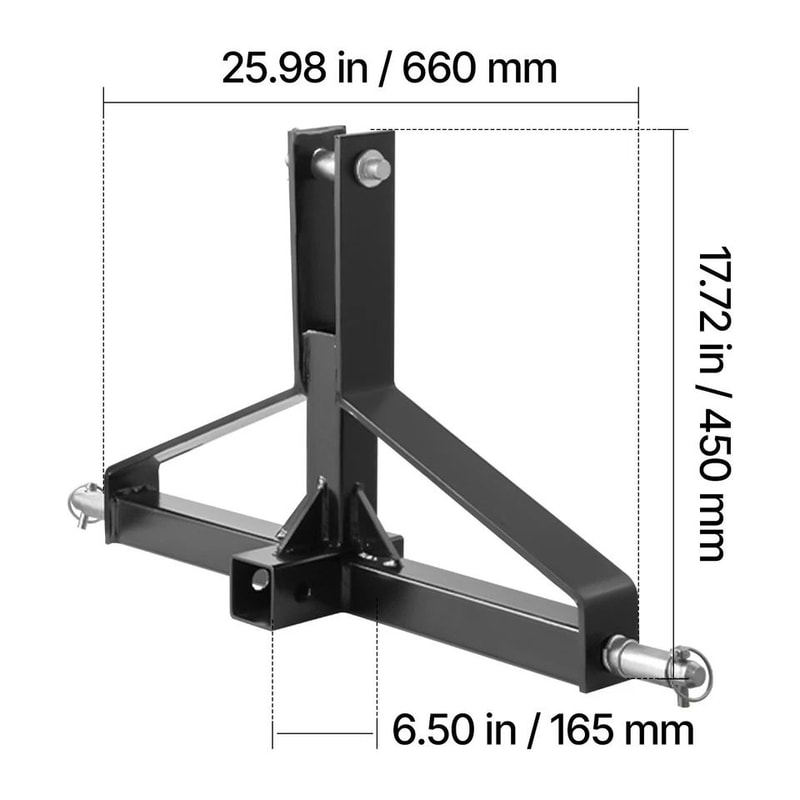 Receiver Hitch Adapter For Category Tractor Quick Attach System Durable Carbon Steel 4
