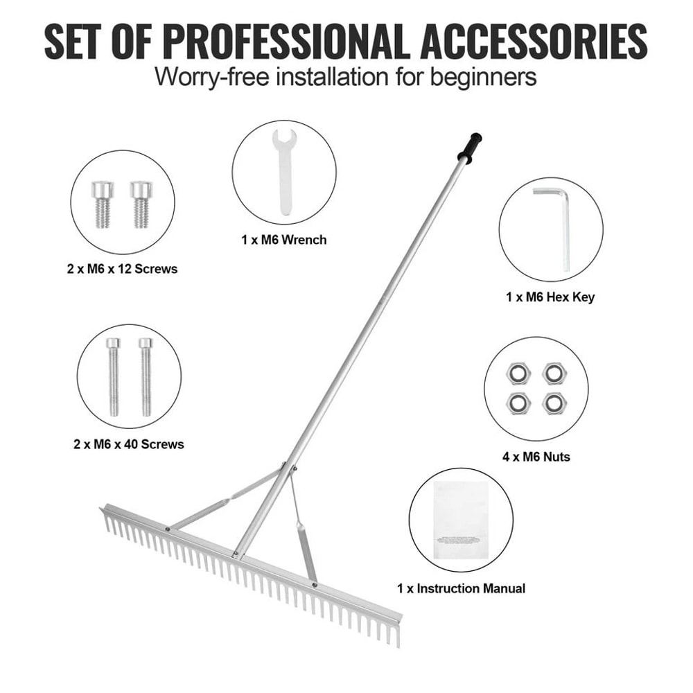 Aluminum Landscape Rake With Adjustable Handle Perfect For Lawn And Garden Maintenance 1