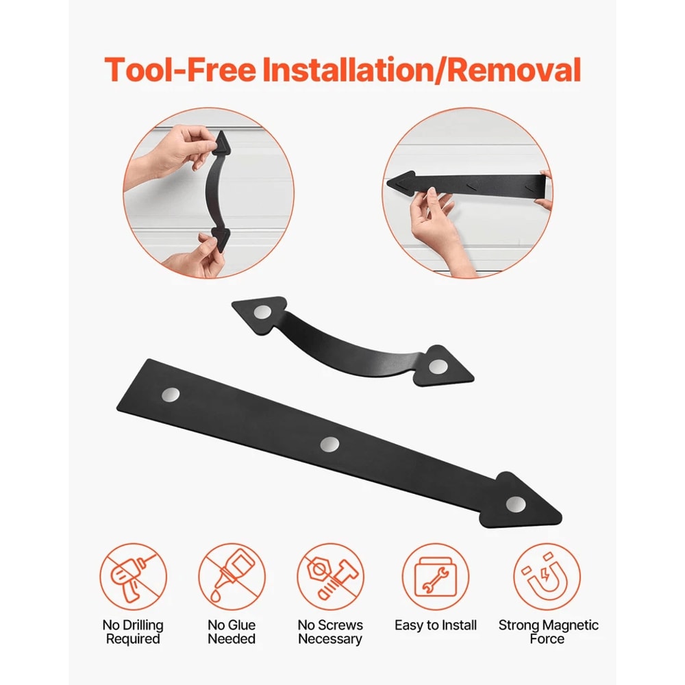 Decorative Magnetic Garage Door Hardware Kit Hinges Handles Durable Black Accents For Enhanced Cur 7