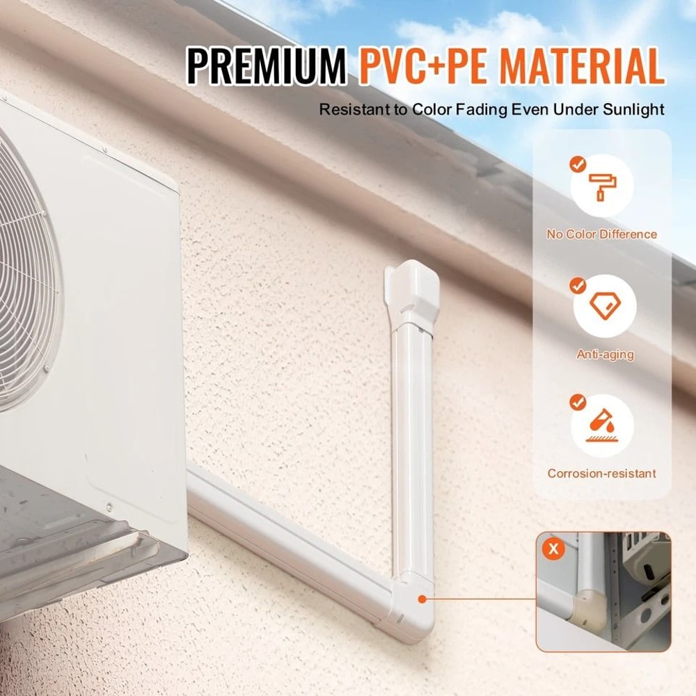 Line Set Cover Kit For Mini SplitCentral Air Conditioner PVC Durable Protective 2