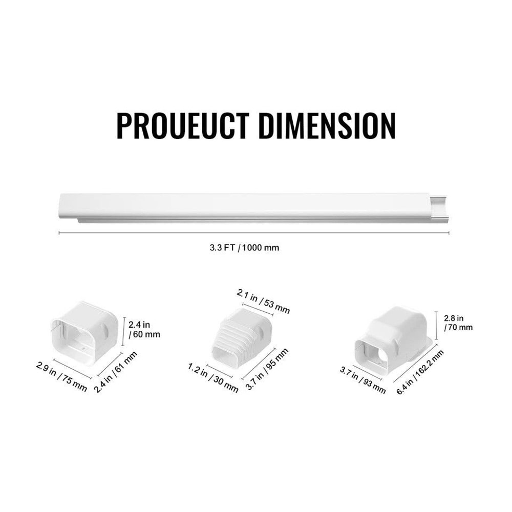 Line Set Cover Kit For Mini SplitCentral Air Conditioner PVC Durable Protective 3