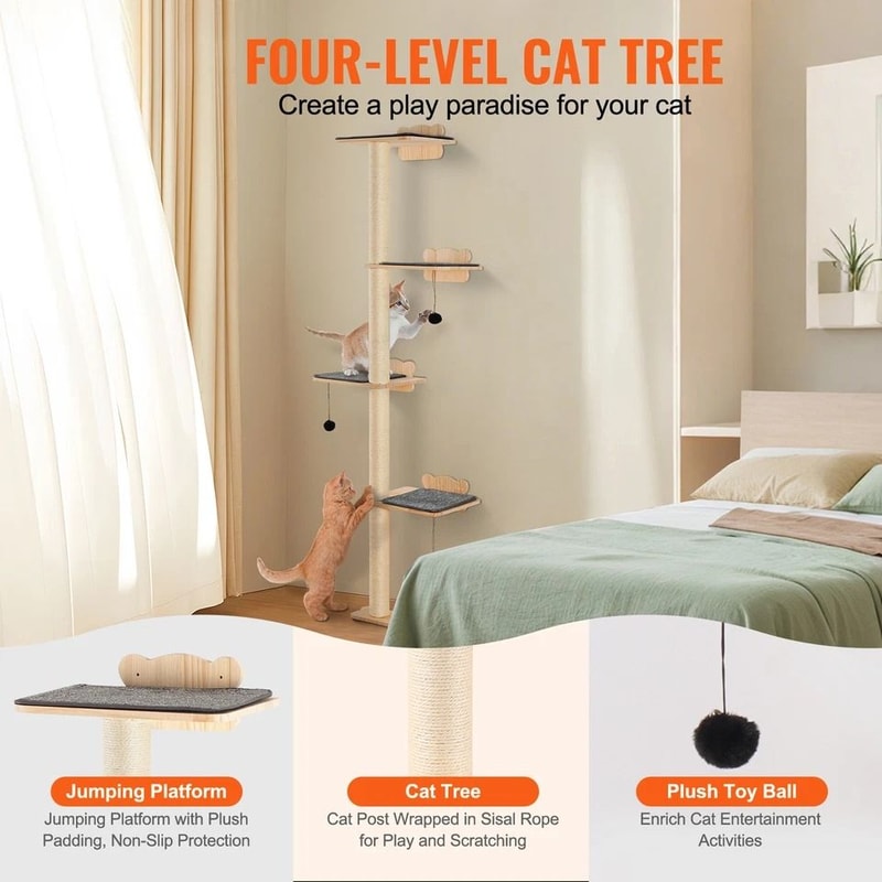 Premium Wall Mounted Cat Shelves Vertical Cat Climbing Shelves Furniture Set 1
