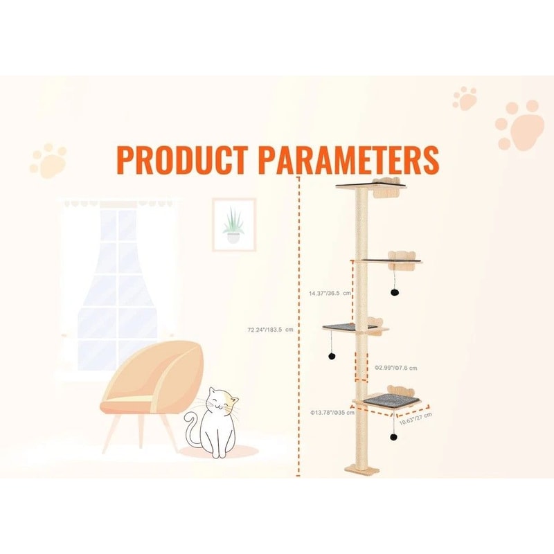 Premium Wall Mounted Cat Shelves Vertical Cat Climbing Shelves Furniture Set 3