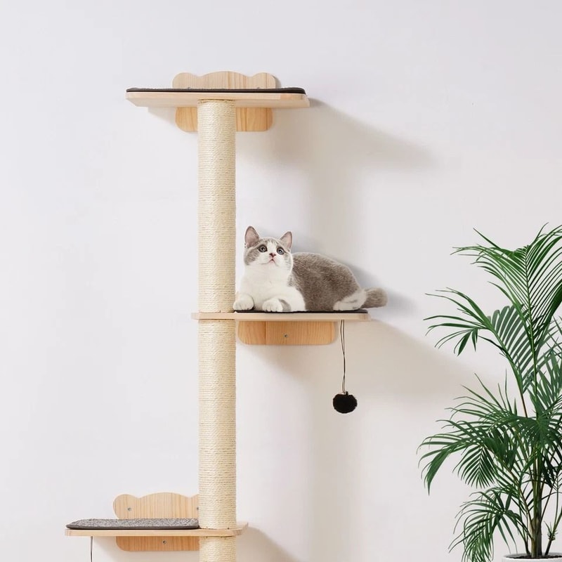 Premium Wall Mounted Cat Shelves Vertical Cat Climbing Shelves Furniture Set 4