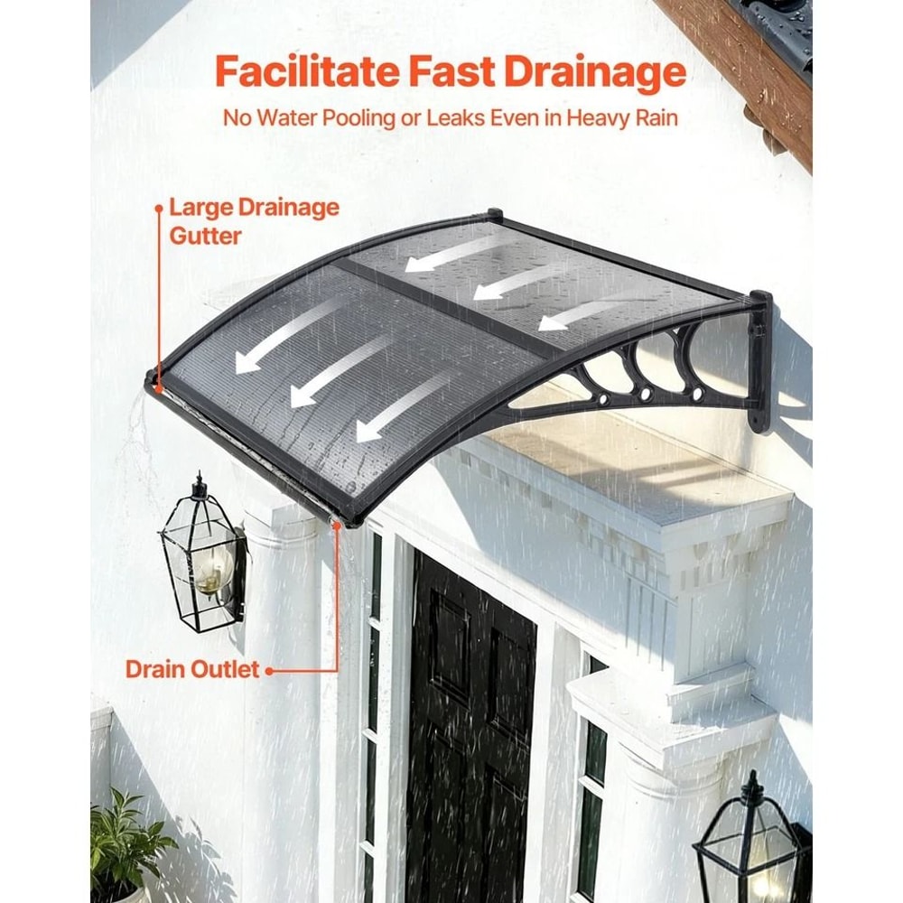 Outdoor Door Awning With ABS Bracket And Drainage System Weatherproof Protection For Home Entryways 1