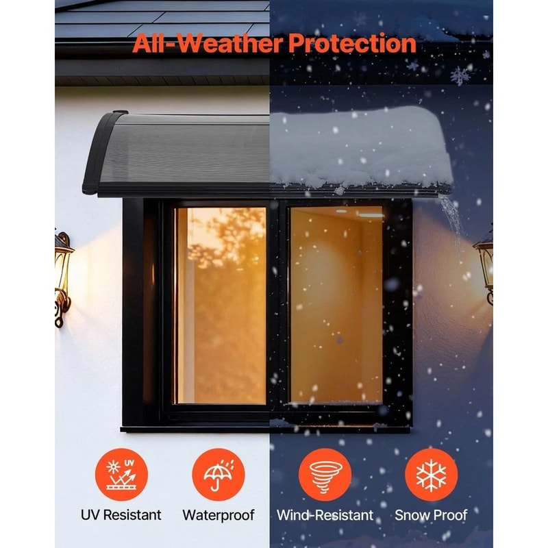 Outdoor Door Awning With ABS Bracket And Drainage System Weatherproof Protection For Home Entryways 2