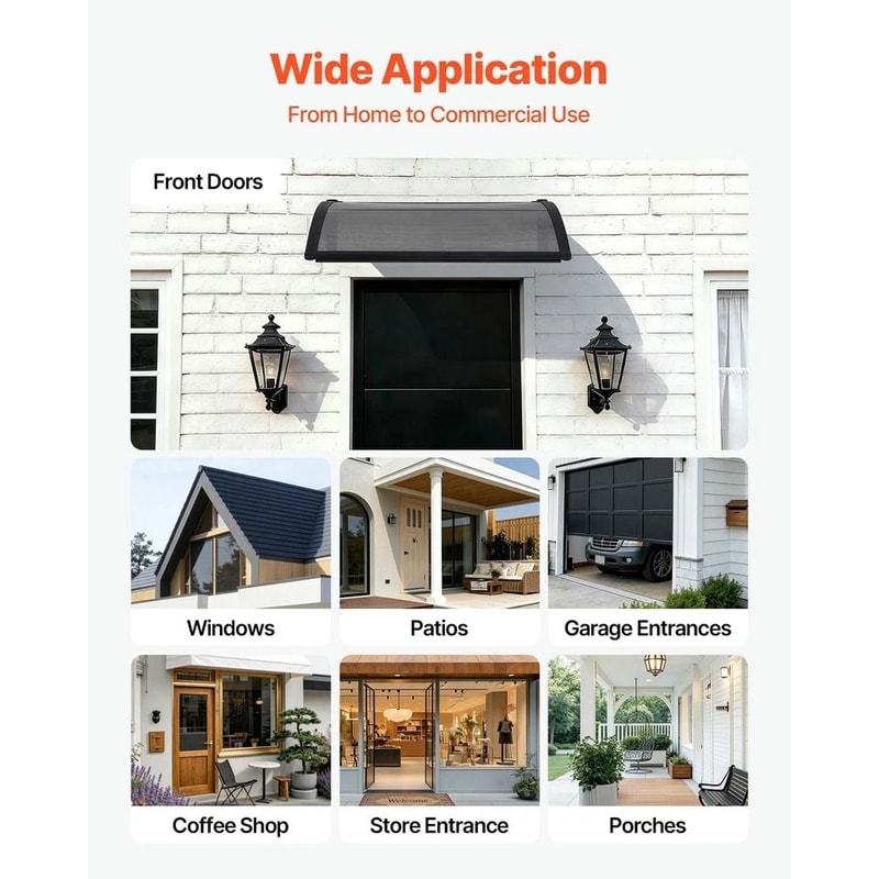 Outdoor Door Awning With ABS Bracket And Drainage System Weatherproof Protection For Home Entryways 3