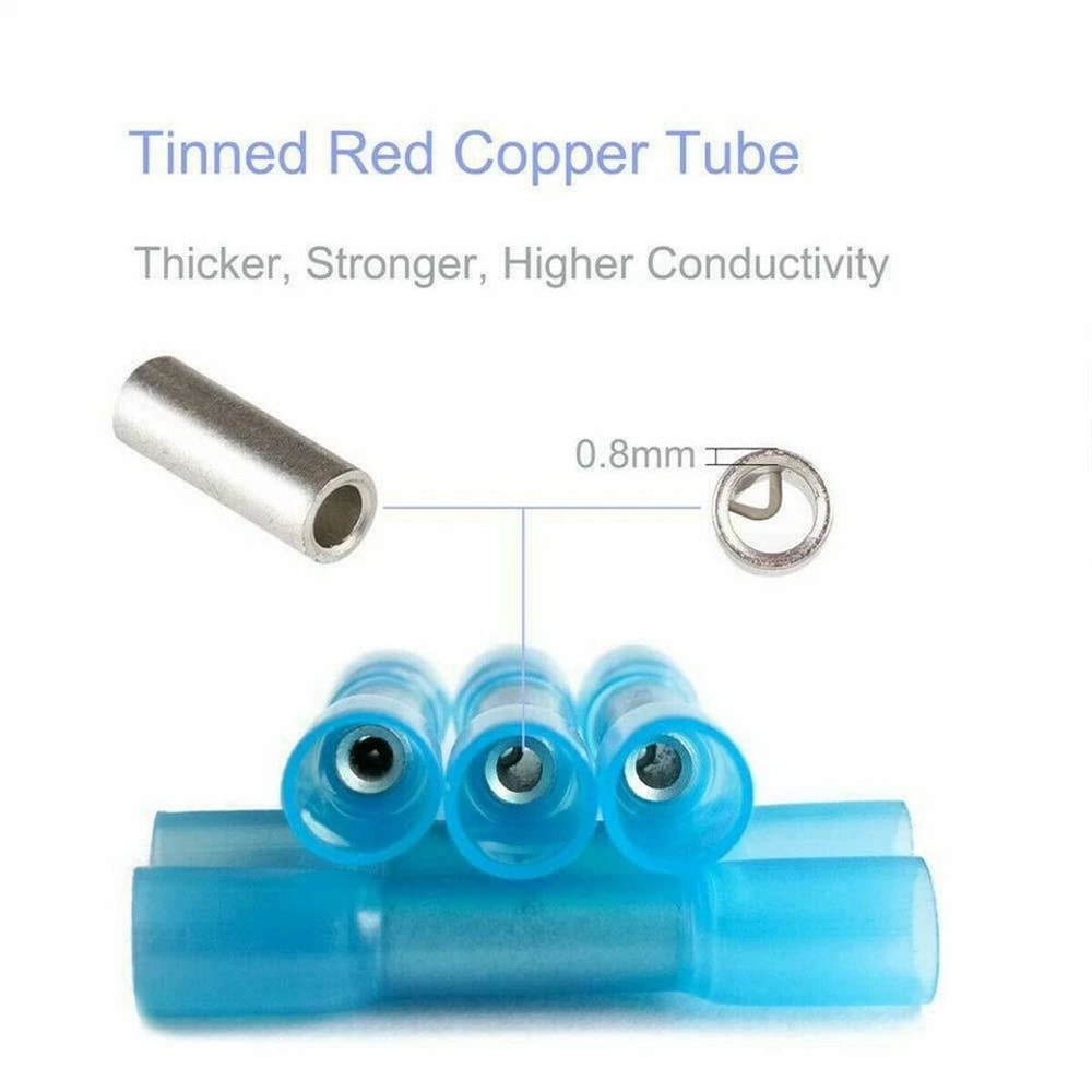 Blue Heat Shrink Butt Wire Connectors For AWG Waterproof Crimp Terminals 10