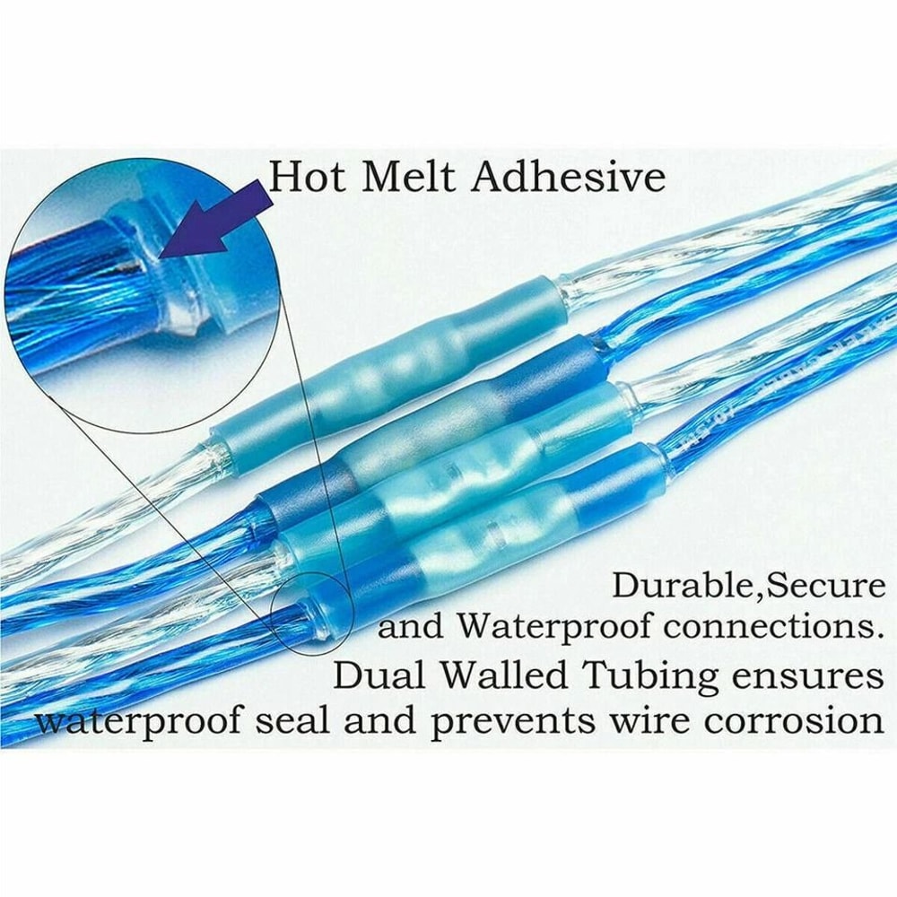Blue Heat Shrink Butt Wire Connectors For AWG Waterproof Crimp Terminals 13
