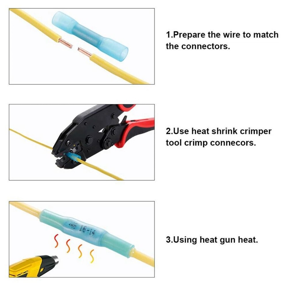 Blue Heat Shrink Butt Wire Connectors For AWG Waterproof Crimp Terminals 14