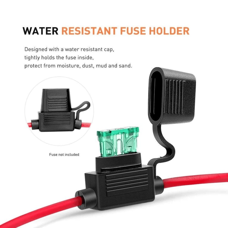 Gauge Inline ATCATO Fuse Holder With AMP Blade Fuse Cover 6