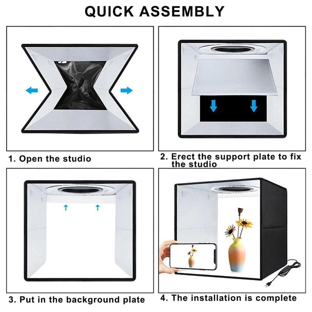 Large LED Light Box Photo Tent Dimmable Photography Studio Lighting Kit For Professional Shoots 1