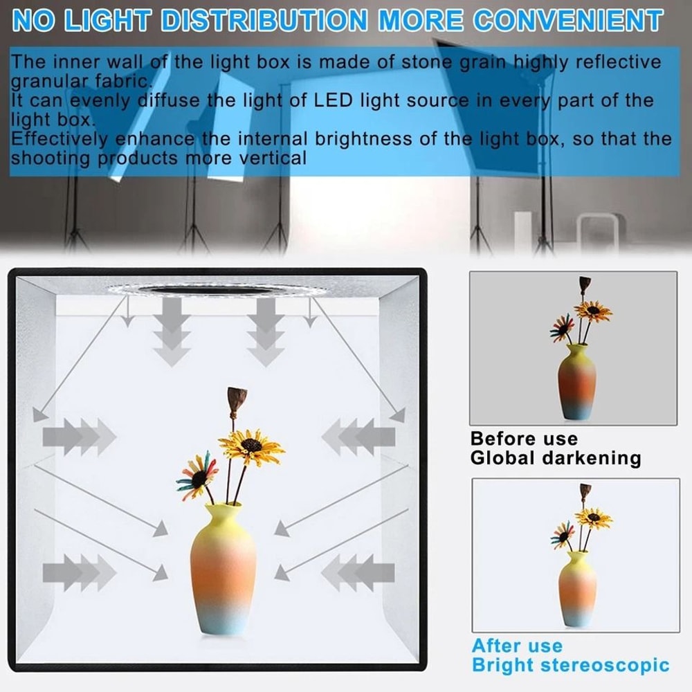 Large LED Light Box Photo Tent Dimmable Photography Studio Lighting Kit For Professional Shoots 2