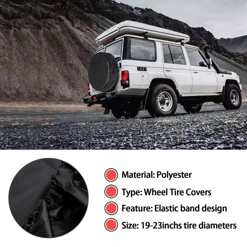 Durable Black DIY Spare Tire Cover For Trailer Wheels Protects Against Sun Rain 2