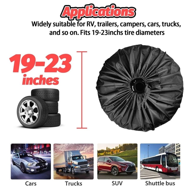 Durable Black DIY Spare Tire Cover For Trailer Wheels Protects Against Sun Rain 4