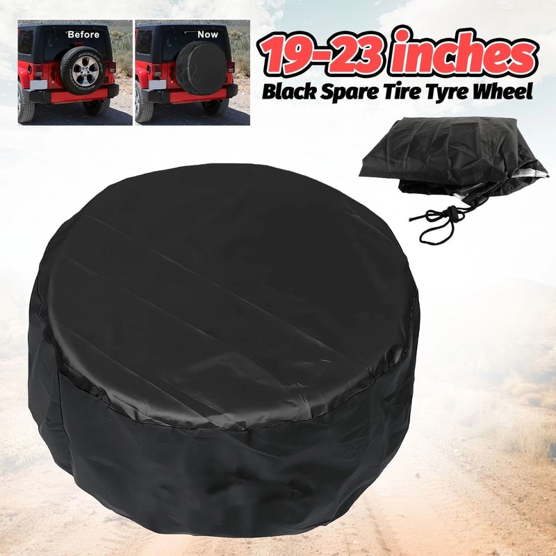 Durable Black DIY Spare Tire Cover For Trailer Wheels Protects Against Sun Rain 8