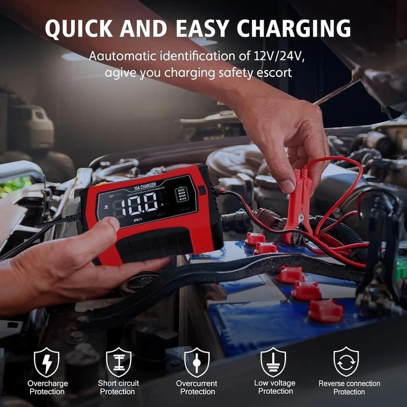 Car Smart Battery Charger For Lithium LeadAcid Maintainer 4