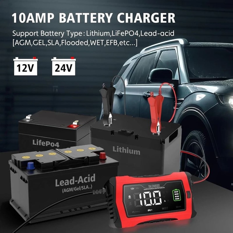 Car Smart Battery Charger For Lithium LeadAcid Maintainer 5