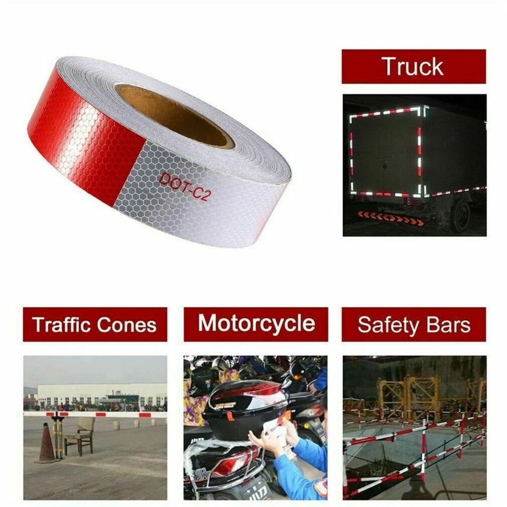 DOT Approved Reflective Trailer Tape HighVisibility Red White Roll 2