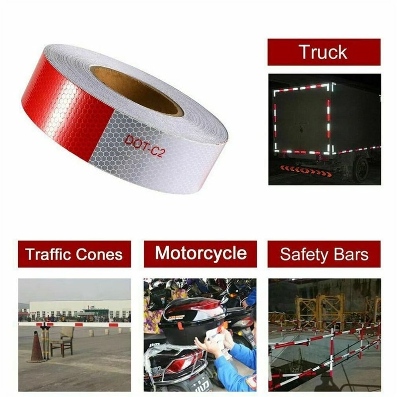 DOT Approved Reflective Trailer Tape HighVisibility Red White Roll 2