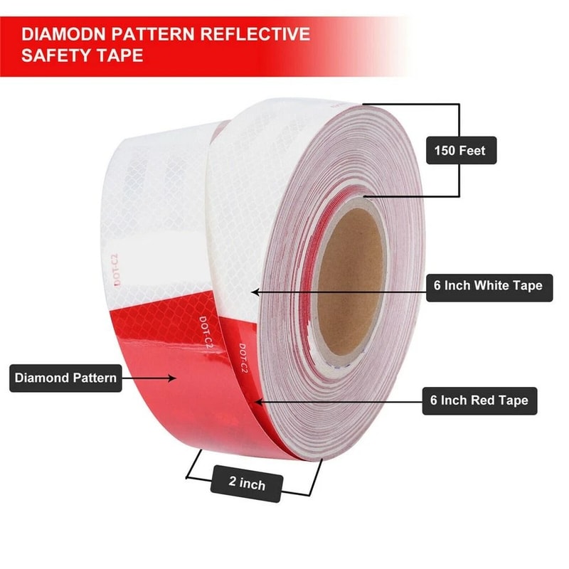 DOT Approved Reflective Trailer Tape HighVisibility Red White Roll 3