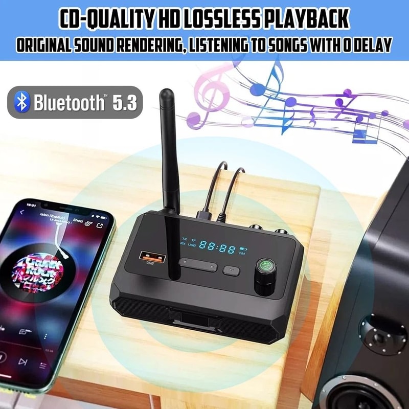 HiFi Bluetooth Audio Receiver Wireless Adapter For Home Stereo With Optical USB 2