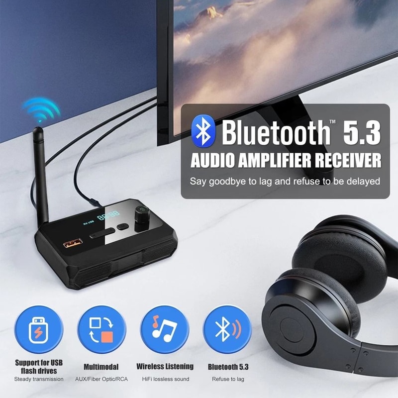 HiFi Bluetooth Audio Receiver Wireless Adapter For Home Stereo With Optical USB 3