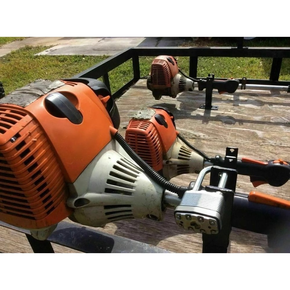 Lockable Trimmer Rack For Landscape Trailers Heavy Duty Steel Weed Eater Holder 5