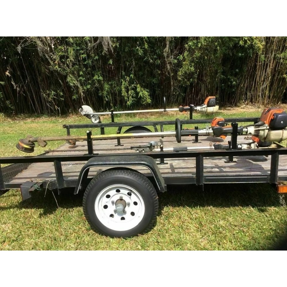 Lockable Trimmer Rack For Landscape Trailers Heavy Duty Steel Weed Eater Holder 6