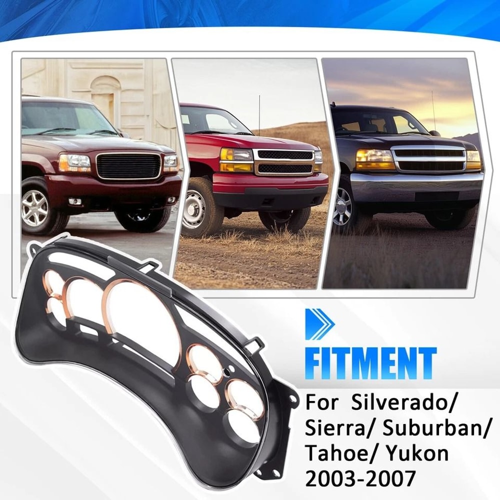 GM Gauge Cluster Lens Cover With Gold Trim Rings For Chevy Silverado And GMC Sierra Instrument Clus 1