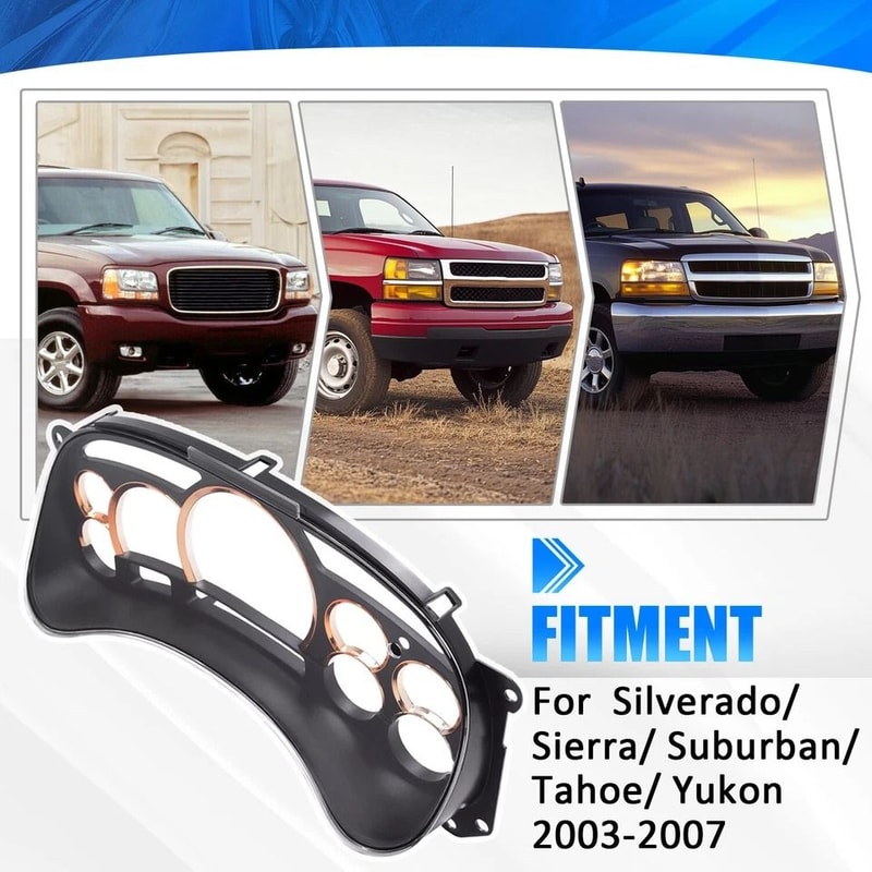 GM Gauge Cluster Lens Cover With Gold Trim Rings For Chevy Silverado And GMC Sierra Instrument Clus 1