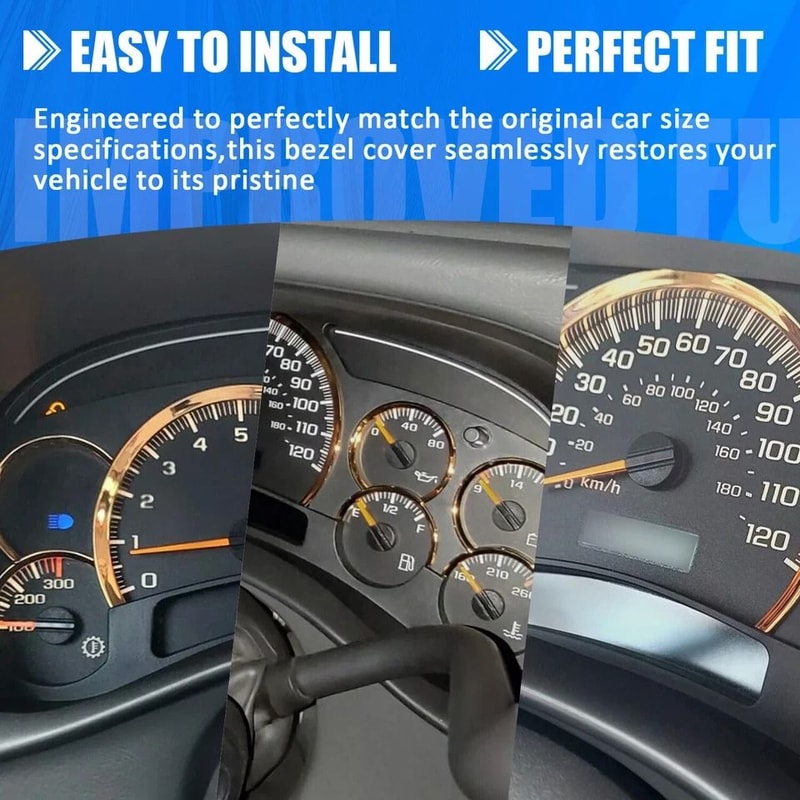 GM Gauge Cluster Lens Cover With Gold Trim Rings For Chevy Silverado And GMC Sierra Instrument Clus 4